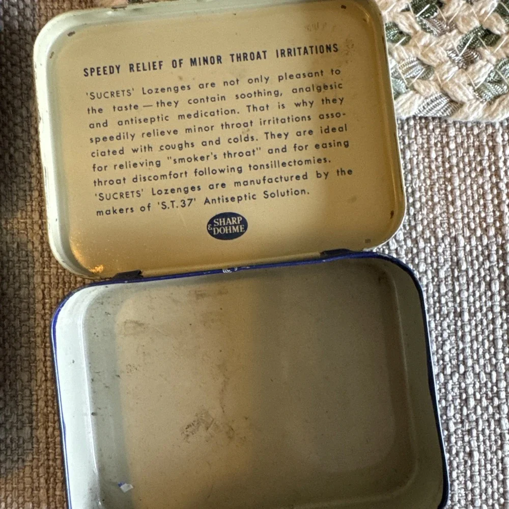 Lot of 4 Sucrets Tins Vintage Empty Containers 1950 To 1980‎
